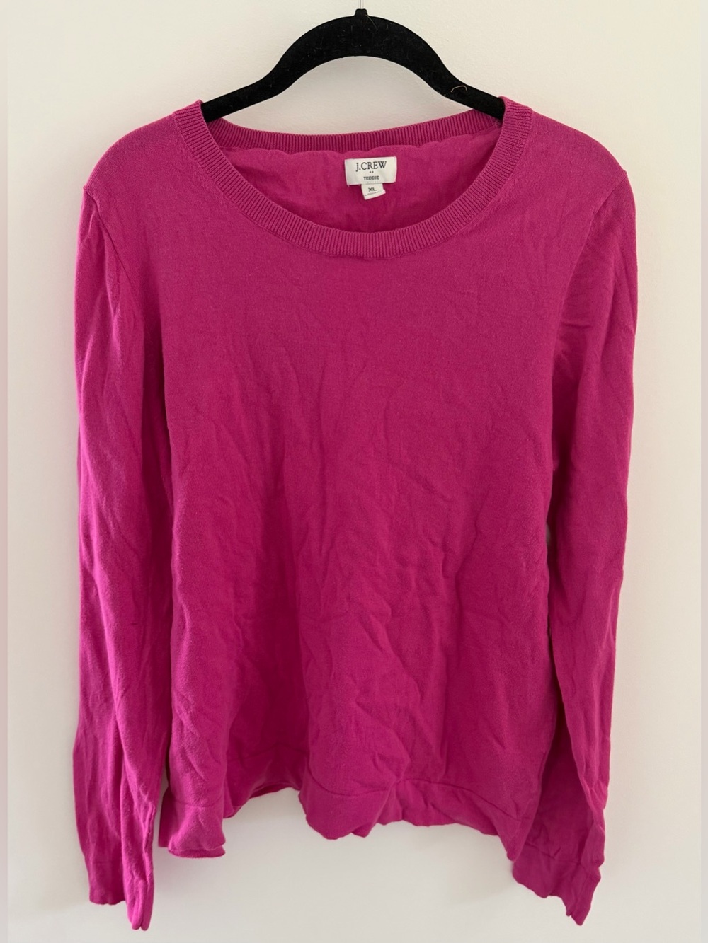 J. Crew Teddie Women’s Cotton Dark Pink Fitted Pullover Sweater Sz XL